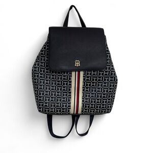Tommy Hilfiger Navy and Cream Patterned Backpack